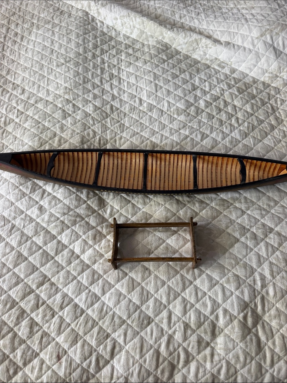 Vintage 14 foot wooden canoe in perfect condition comes with stand hand made ham